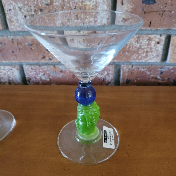 Tiki Man Blue Green Richard Jolly Martini Glass 1996 - Picture 3 of 6